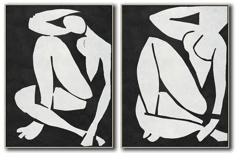 Extra Large Canvas Art,Set Of 2 Minimal Painting On Canvas - Oversized Canvas Art